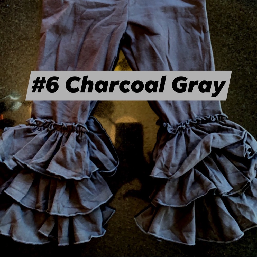 #6 Charcoal Gray Girls Triple Ruffle Bell Pants